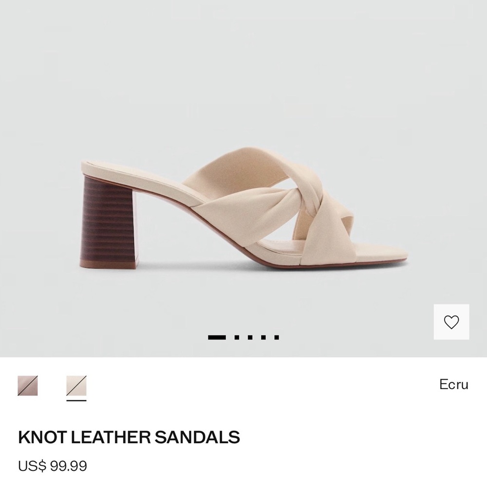 Mango Ecru Knot Leather Sandals